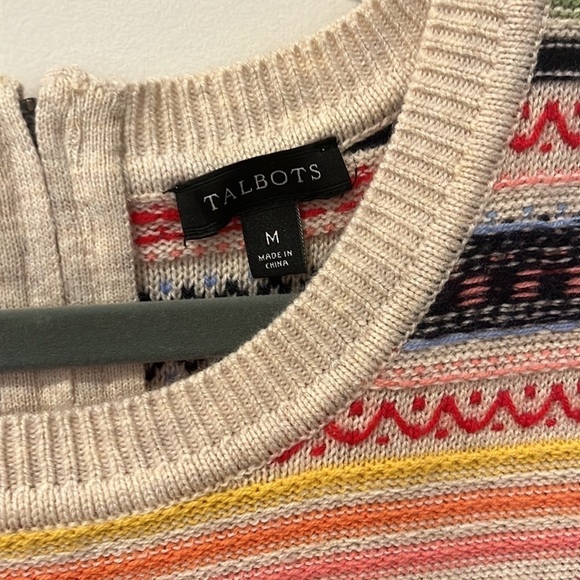 Talbots Fair Isle Striped Breton Wool Knit Sweater Size M - Picture 4 of 7